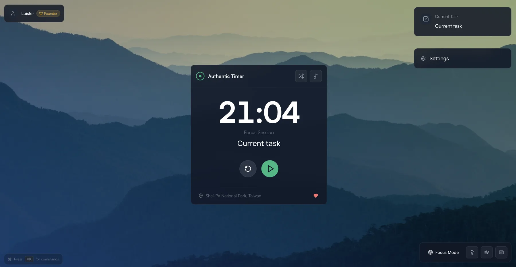 Authentic Timer focus timer on a phone