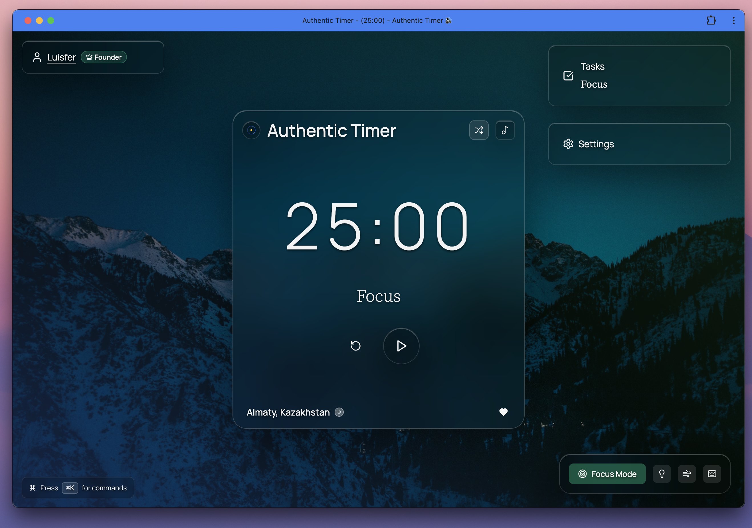 Authentic Timer - Main view